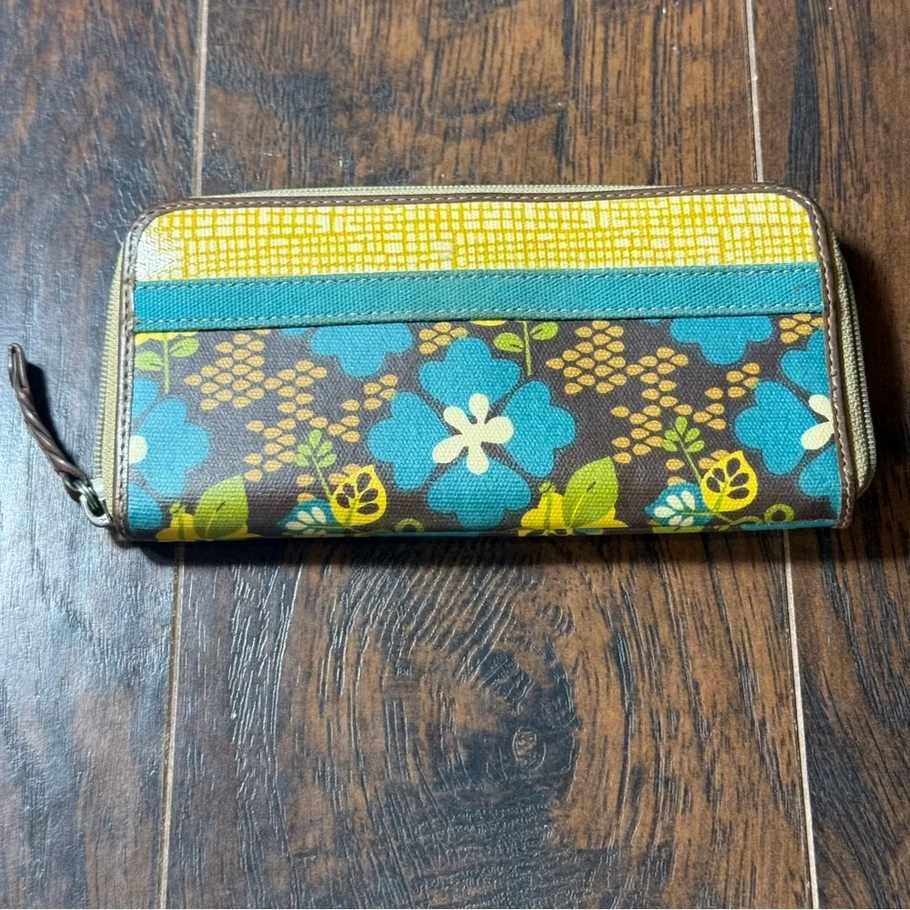 Fossil Floral Zip-Around Wallet | Canvas & Leather‎ | Vintage Style